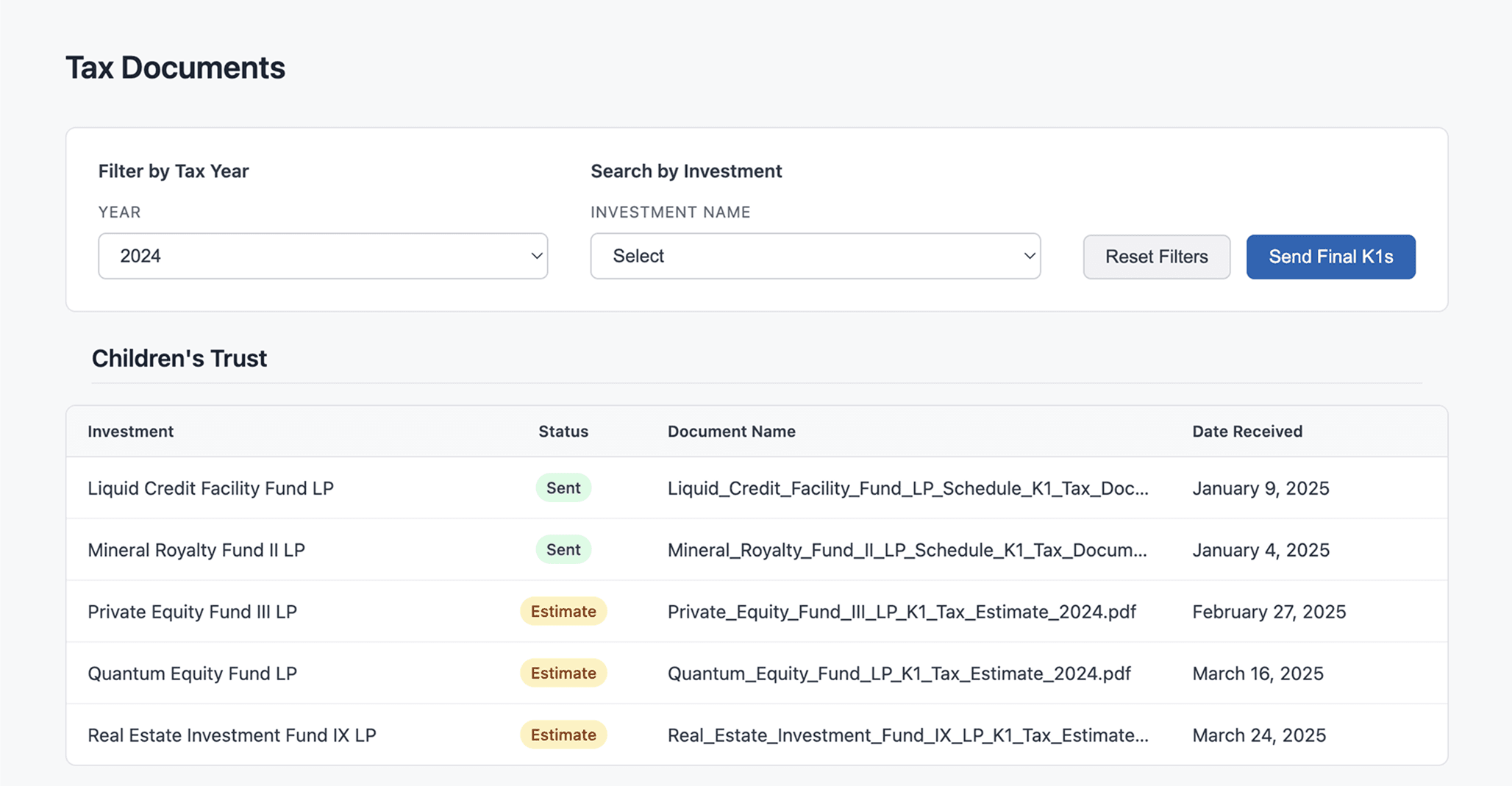 Investment & Tax Document Management